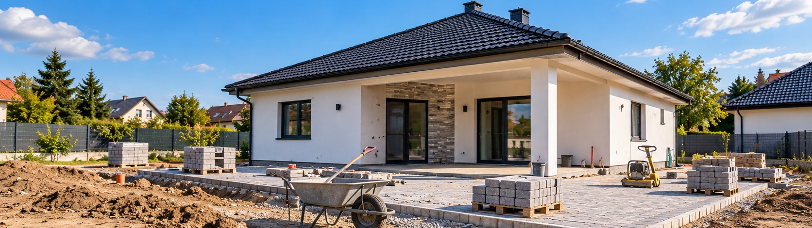 Rodinný dům s probíhajícími stavebními a zednickými pracemi